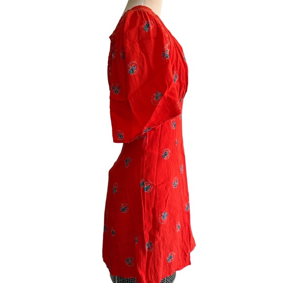 Free People Mockingbird Red Floral Mini Dress - 6 - Picture 8 of 11